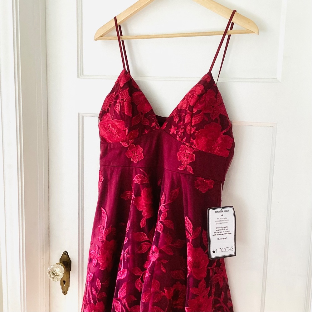 TRIXXI Womens Low Cut Spaghetti Strap V Neck Short Evening Fit+Flare Dress Sz 11 - Picture 4 of 16
